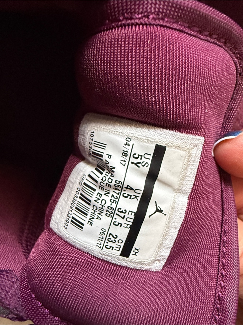 Kids Suede Nike Jordan’s High-Top Sneakers in Deep Maroon - Picture 5 of 5